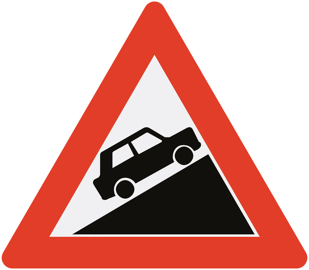 Skilt 104.1, Bratt bakke