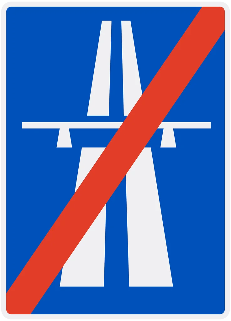 Skilt 504, Slutt på motorvei