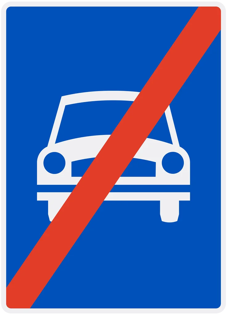 Skilt 505, Slutt på motortrafikkvei