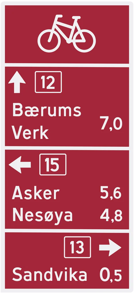 Skilt 753, Tabellveiviser for sykkelrute